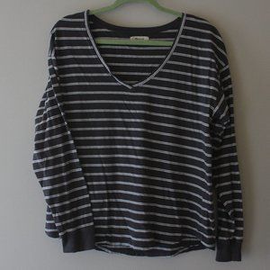 Madewell Long Sleeve Striped V-Neck Tee
